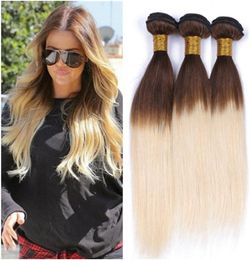 Peruvian Brown to Blonde Ombre Human Hair Bundles Deals 3Pcs Straight 4613 Brown Root Blonde Two Tone Ombre Human Hair Weft Weav2236518