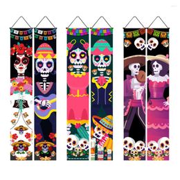 Party Decoration Mexican Day Of The Dead Flag Hanging Outdoors Porch Sign Halloween Scary Ghost Decorative Props Home Decor 180 30cm