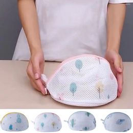 Laundry Bags Polyester Mesh Printed Bra Thicken Sandwich Washing Bag Anti-Deformation With Zipper Cylinder Storage