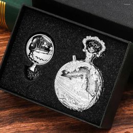 Pocket Watches Fashion Silver Necklace LED Gift Set Luminous Quartz Clock Arabic Numerals White Dial Unisex Watch Gifts