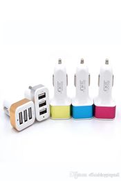 Triple 3 USB Car Charger Adapter 21A Metal CarCharger Mobile Phone USB Socket 3 Ports Auto Chargers for Samsung S8 iPhone8580131