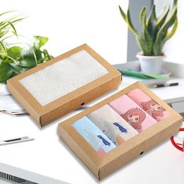 Gift Wrap 100Pcs/Lot Kraft Paper Box Package With Clear Pvc Window Candy Favours Arts&krafts Display Towel Scarves Boxes