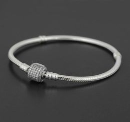 Authentic 925 Sterling Silver bracelet Bangle with LOGO Engraved for European Charms and Bead 10pcslot You can Mixed size sh1348269