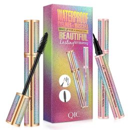 4D Fibre Lash Mascara Liquid Eyeliner Pencil kit Black Waterproof Makeup QIC starry sky Mascara Volume thick eyelash Long Lasting