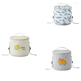 Dinnerware Cylindrical Lunch Bag Students Round Box Bento Waterproof Drawstring Thermal Cooler Tote B