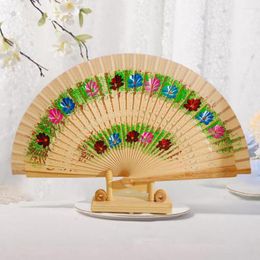 Decorative Figurines Simple Dancing Printing Wood Spanish Hand Fan Exquisite Pattern Classical Dance Handheld Daily Use