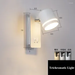 Wall Lamp El Bedroom Bedside Modern Minimalist Creative Rotatable With Double Switch LED Reading Spotlight Dual Light Source