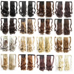 Ponytails 22 55cm women long wavy synthetic wrap around hairpieces fake hair ponytail extensions high temperature Fibre