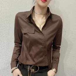 Women's Blouses Spring Autumn Oversized Office Lady Elegant Fashion Buttons Shirt Female Long Sleeve Casual Blouse Women Clothing