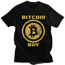 Men's T Shirts Vintage Cryptocurrency Boy Shirt Men Short Sleeved Cotton T-shirt Print Crypto Btc Blockchain Geek Tee Fashion Tshirt