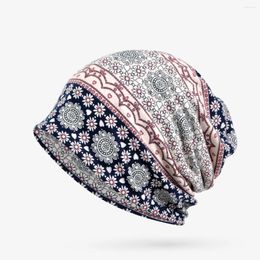 Berets Spring Summer Men Women's Slouchy Beanie Small Flower Pattern Hat Knitted Cap Female Male Turban Gorros Bone