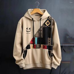 Men's Hoodies Pullover Style Hoodie Retro Cartoon Pattern With Big Patch Pocket Thick Warm For Fall Winter Streetwear