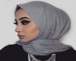 Cotton Linen Muslim wrap and shawl Islam Turban Ready To Wear Female Headscarves New Women Crinkle Instant Hijab Under Scarf8497991