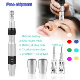 Equipment 7 Colors LED Light Phototherapy Derma dermapen electric microneedle for Anti Acne Scar Stretch Mark drpen charger in high speedy t