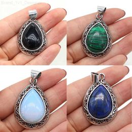 Pendant Necklaces Natural Stone Agates Pendants Lapis lazuli Antique Silver Colour Red Crystal for Pendant Necklace Jewellery Making SuppliesL240104