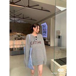 Women S Sweaters Ce Spring Summer Classic Loose Colored Bead Inlaid Casual Fashion Versatile Round Neck Long Sleeved Sweater