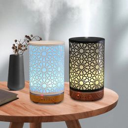 Aroma Diffuser 100ML Timing Function Hollow Star Ultrasonic Air Humidifier Bedroom Essential Oil with LED Night Lights 240104