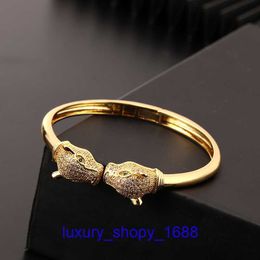 Car tires's Bracelet Women's Fashion New trend fashion leopard open women's real gold plated copper micro inlaid Zircon Have Original Box