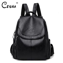 Fashion Soft Leather Women Muti Function Backpack Female Large Capacity Shoulders Bag All Purpose PU Travel 240103