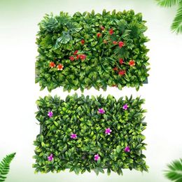 Decorative Flowers 40X60CM Artificial Plant Green Lawn Wallboard Plastic Fake Grass Flower Panel Home Outdoor Wedding Background Decoration