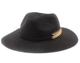 Wide Brim Hats Elegant Floral Sun Hat With Long Ribbon Women Summer Straw Felt Cap Jazz Floppy Bobo Sunbonnet Beach Fedora12840390