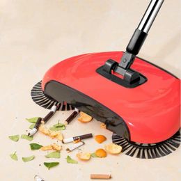 Stainless Steel Sweeping Machine Push Type Hand Push Magic Broom Dustpan Handle Household Cleaning Package Hand Push Sweeper Mop 240103