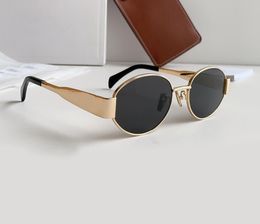 Oval Sunglasses Gold Metal Dark Grey Smoke Womens Mens Sunnies Gafas de sol Designer Sunglasses Shades Occhiali da sole UV400 Protection Eyewear