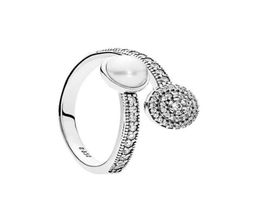 White Crystal Pearl Clear CZ Diamond 925 Sterling Silver RING Set Original Box for Luminous Glow Ring Women Girls Wedding Jewelry1578897