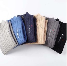 2024 Designer Mens Polo Sweater Winter Fleece Shirts Thick Half Zipper High Neck Warm Pullover Slim Knit Knitting Casual Jumpers Small horse Advanced Design YY0012