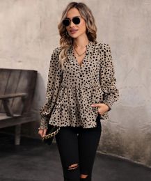 Women's Blouses 2024 Autumn Fashion Long-sleeved Leopard Print Shirt For Women