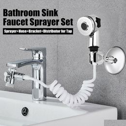 Bathroom Sink Faucets Home Faucet Sprayer Water Tap Nozzle Adjustable Shower Set Sucker Wallmounted Convenient To Install 230726 Dro Dhd8X