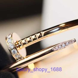 Trend fashion versatile Jewellery good nice Car tiress Gold High Edition Thick and Thin Head Tail Diamond Nail Bracelet for Couples Light Have Original Box