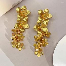 Dangle Earrings Vintage Long Metal Flower Tassel For Women Personality Temperament Golden Jewellery Wholesale