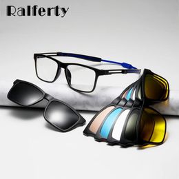 Sunglasses Ralferty Men Eye Glasses Frame Optical Magnet Clip on Sport Prescription Sunglasses Women Anti Blue Square Hanging Neck Eyeglass