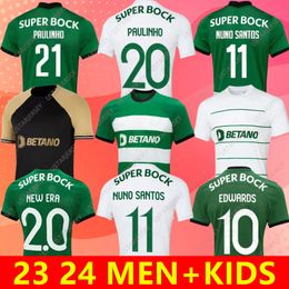 Sporting CP Lisbon 2023 24 Soccer Jersey Viktor Gyokeres Paulinho Pedro Goncalves Ousmane Diomande Hidemasa Morita Marcus Edwards Morten Hjulmand Kid Kit Home Away