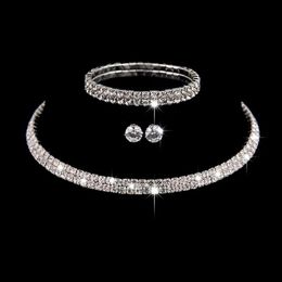 Jewelry Luxury Threepiece sets Bridal Jewelry Choker Necklace Earrings Bracelet Wedding Jewelry Accessories Fashion Style engagement Part