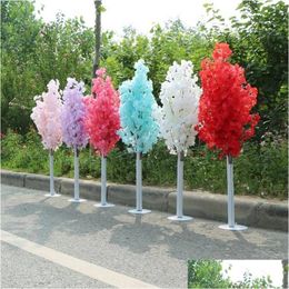 Decorative Flowers Wreaths 150Cm Tall Upscale Artificial Flower Cherry Blossom Tree Runner Aisle Column Road Leads For Wedding T S Dhobf