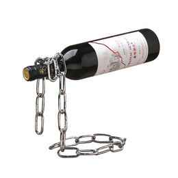 Magical Suspension iron Chain Wine Racks One Bottle Display Stand Holder Kitchen Dining room cellar Bar Decoration 240104