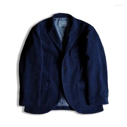 Men's Suits Indigo Engineer Corduroy Suit Jacket Classic French Style Outwear