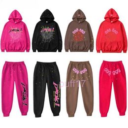 Tracksuit Mens Sp5der 555555 Hooded and Pants Two Pieces Sets Spider Hoodie Sweatshirt Web Pullovers Shirt Sweatpants Set BT98