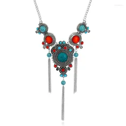 Pendant Necklaces 2024 Bohemian Retro Fashion Long Tassel Inlaid Beads Jewellery