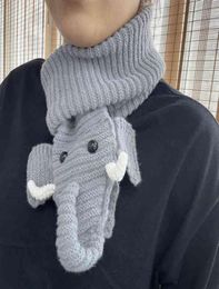 2022 New Warm Knitted Scarf Women Men 3D Cartoon Elephant Scarves Winter Kids Neckerchief Cute Animal Design Bufandas Foulard T2207884900