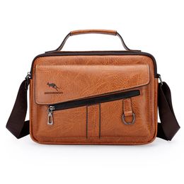 Kangaroo Brand Men Shoulder Bag Leather Messenger For Office Business Briefcase Small Handbag Male Crossbody Side Bags 240104