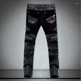 Men's Jeans Arrivals Casual Men Slim Fit Leather Pants Skinny Denim Trousers 28 36 ACL73