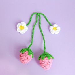 Crochet Strawberry Pendant diy Handmade Finished Sunflower Flower Bookmark Bag Accessories Decoration
