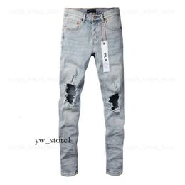 Men's Purple Jeans Luxury Brand Purple Man Black High Street Paint Graffiti Pattern Damaged Ripped Skinny Trousers Designer Kusbi Jeans 6092