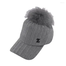 Ball Caps Autumn/Winter Cute Hairball Hat For Ladies Warm And Comfortable Cap Stylish All-matching Baseball