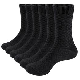 YUEDGE Mens Dress Socks Plain Geometric Breathable Mid Calf Cotton Casual For Size 37 EU 6 Pairs 240103