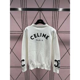 Women's Knits & Tees Ce23 Autumn/winter Front Rear Letter Decoration Heavy Industry Ten Thousand Needle Embroidery Pullover Knitted Top Shirt