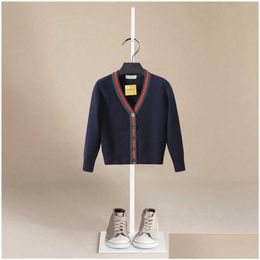 Girl'S Dresses Autumn Baby Boys Sweater Toddler V-Neck Jumper Knitwear Long-Sleeve Cotton Cardigans Children Clothes Kids Coat Q0716 Dho2G